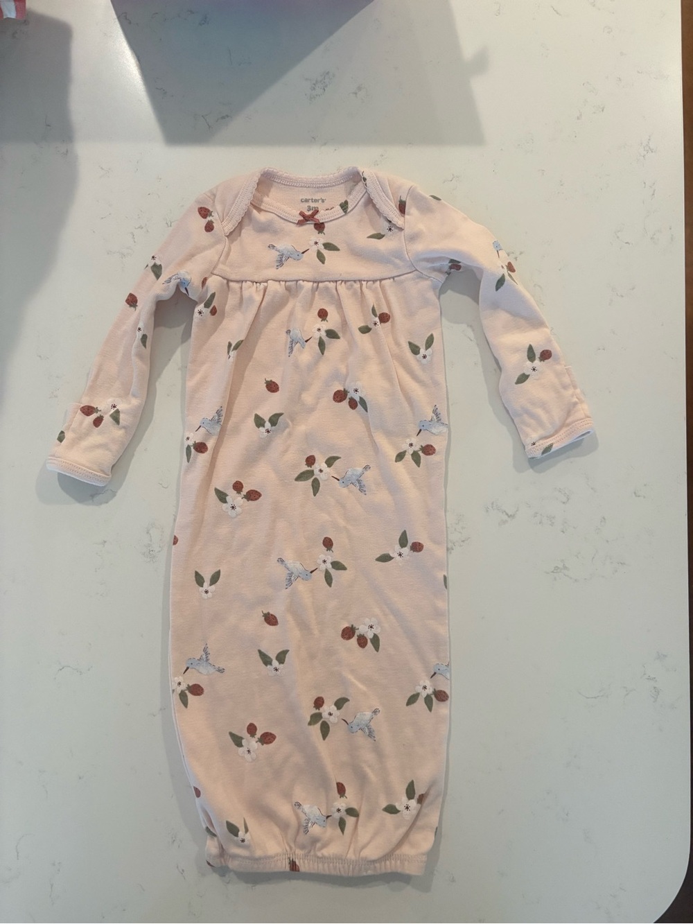 Carter's Light Pink Floral & Bird Gown - Long Sleeve